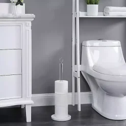 Kirklands Home Chrome and White Marble Toilet Paper Holder