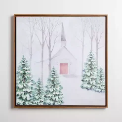 Christmas Art & Wall Decor>Kirklands Home Church Scene Snowy Forest Canvas Art Print