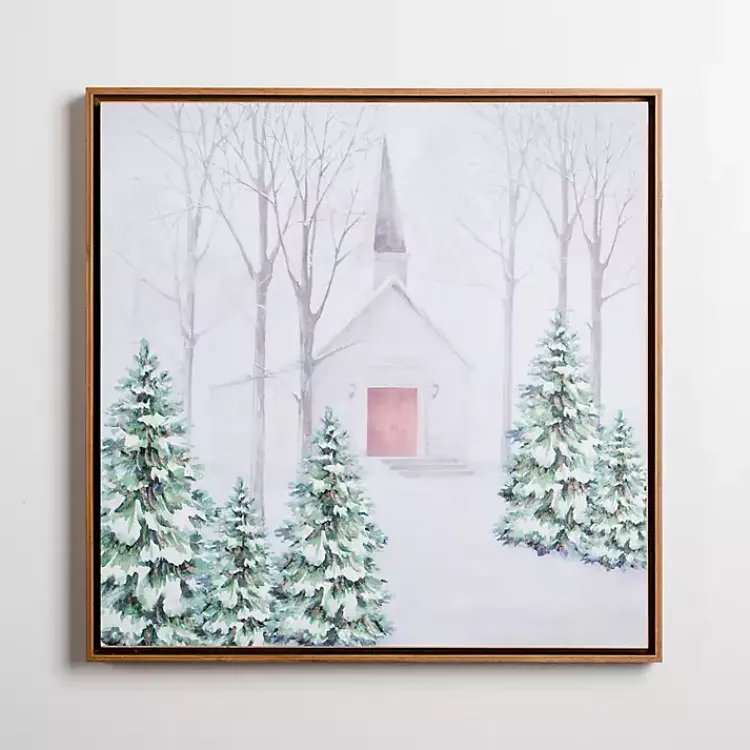 Christmas Art & Wall Decor>Kirklands Home Church Scene Snowy Forest Canvas Art Print
