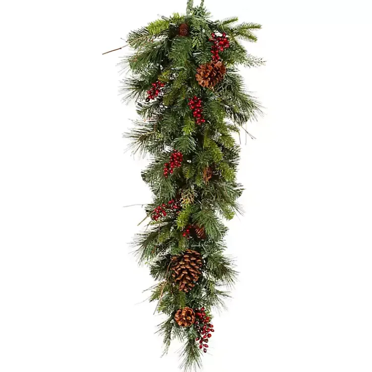 Christmas Wreaths>Kirklands Home Cibola Mixed Berry Teardrop Swag Green