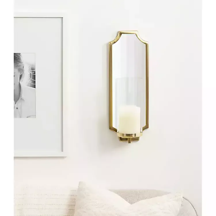 Sconces>Kirklands Home Ciel Mirrored Pillar Candle Sconce Gold
