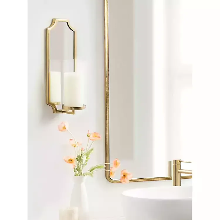 Sconces>Kirklands Home Ciel Mirrored Pillar Candle Sconce Gold