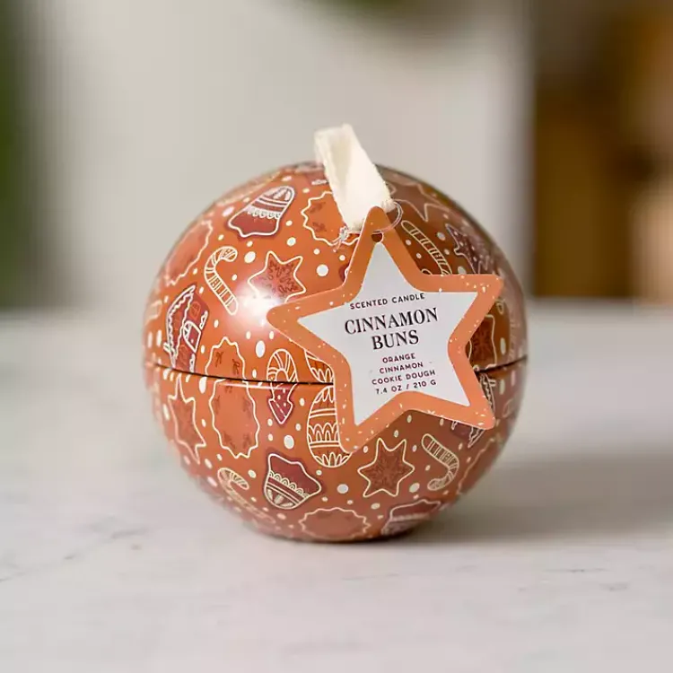 Candles>Kirklands Home Cinnamon Buns Tin Candle Ornament Brown