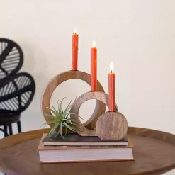 Candle Holders>Kirklands Home Circle Mango Wood Taper Candle Holders, Set of 3 Brown