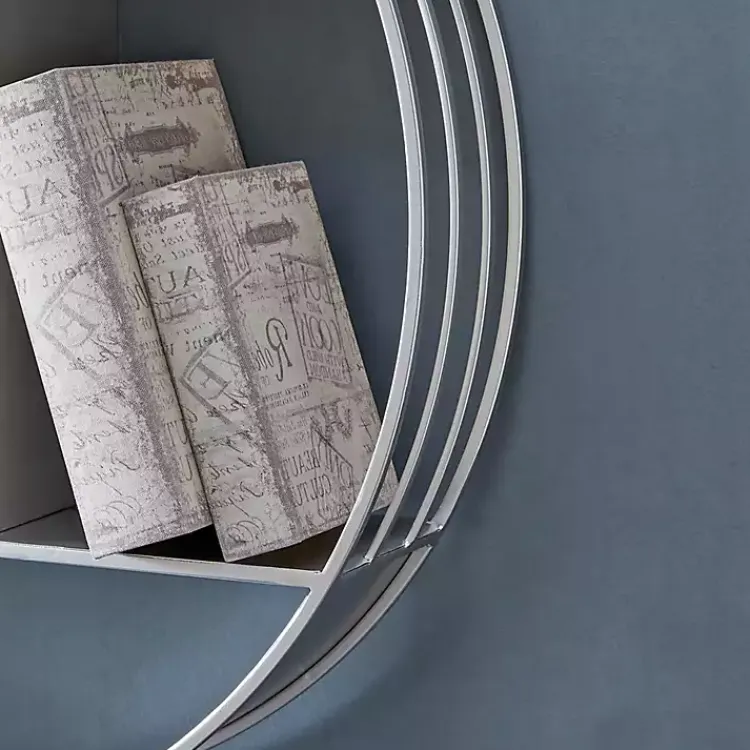 Kirklands Home Circular Open Sides Floating Shelf Silver New