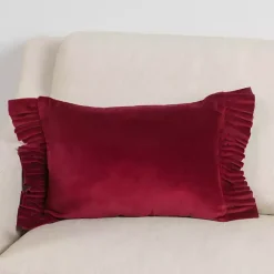 Pillows>Kirklands Home Clara Burgundy Velvet Ruffle Lumbar Pillow Red