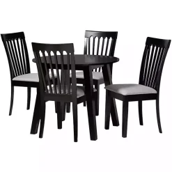 Kirklands Home Classic Black Round Wood 5-pc. Dining Set Gray Discount