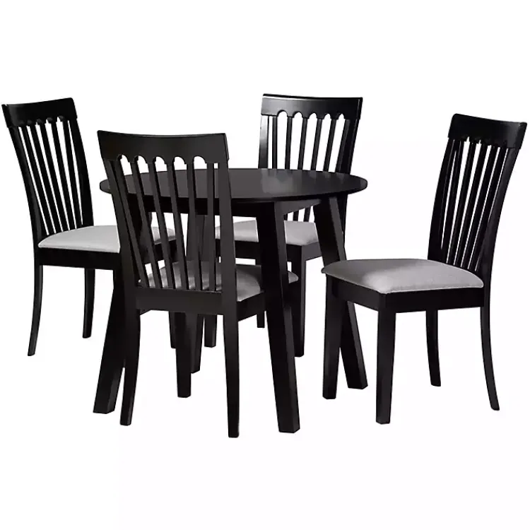 Kirklands Home Classic Black Round Wood 5-pc. Dining Set Gray Discount