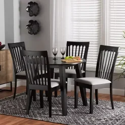 Kirklands Home Classic Black Round Wood 5-pc. Dining Set Gray Discount