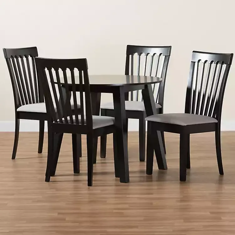 Kirklands Home Classic Black Round Wood 5-pc. Dining Set Gray Discount