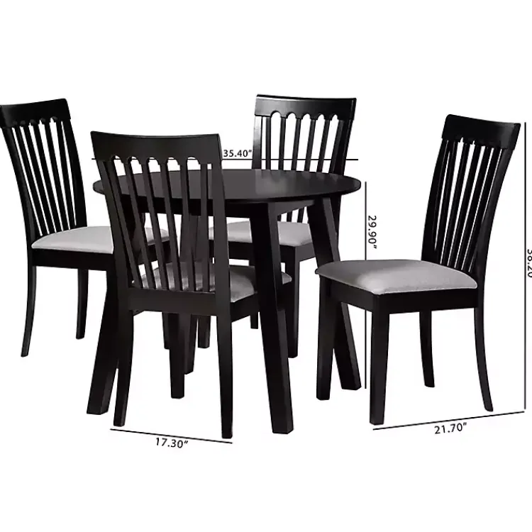 Kirklands Home Classic Black Round Wood 5-pc. Dining Set Gray Discount