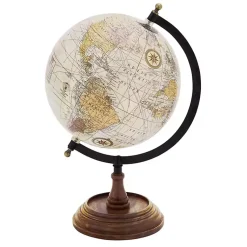 Statues & Figurines>Kirklands Home Classic Ivory Mango Wood Base Globe