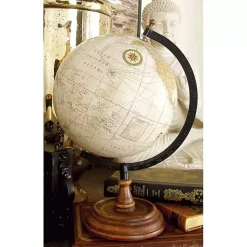 Statues & Figurines>Kirklands Home Classic Ivory Mango Wood Base Globe
