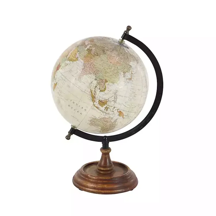 Statues & Figurines>Kirklands Home Classic Ivory Mango Wood Base Globe