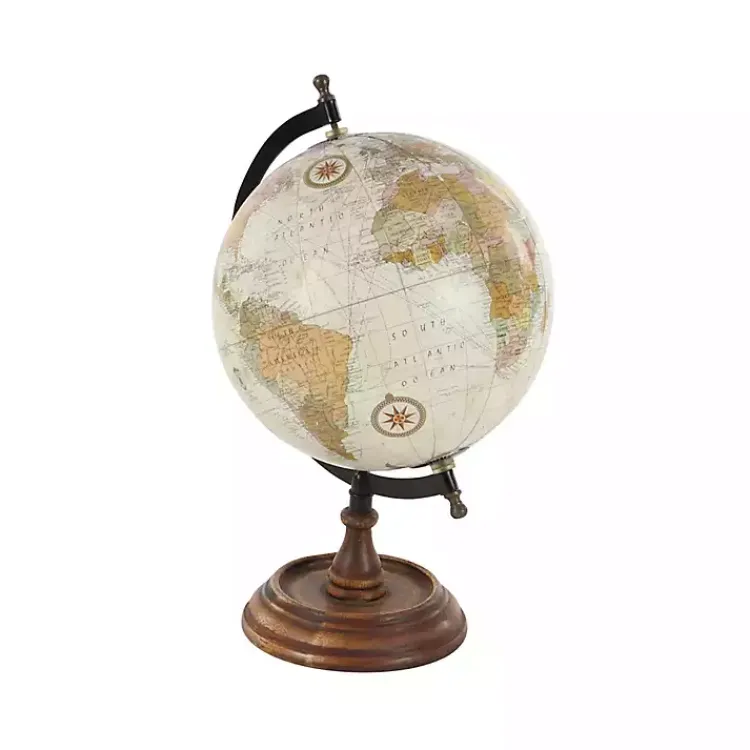 Statues & Figurines>Kirklands Home Classic Ivory Mango Wood Base Globe