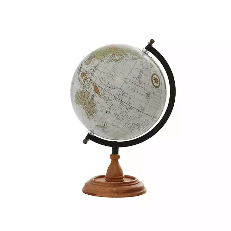 Statues & Figurines>Kirklands Home Classic Ivory Mango Wood Base Globe