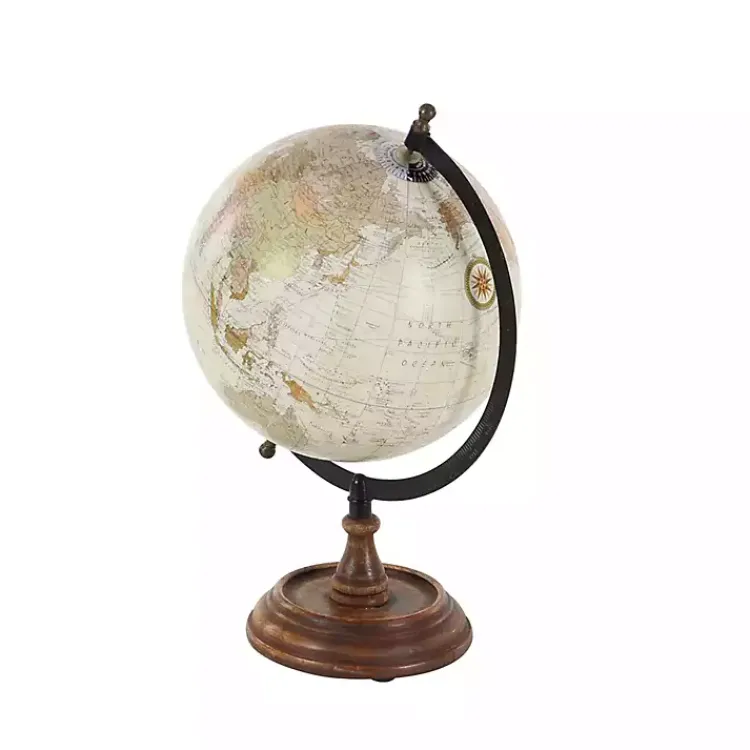 Statues & Figurines>Kirklands Home Classic Ivory Mango Wood Base Globe