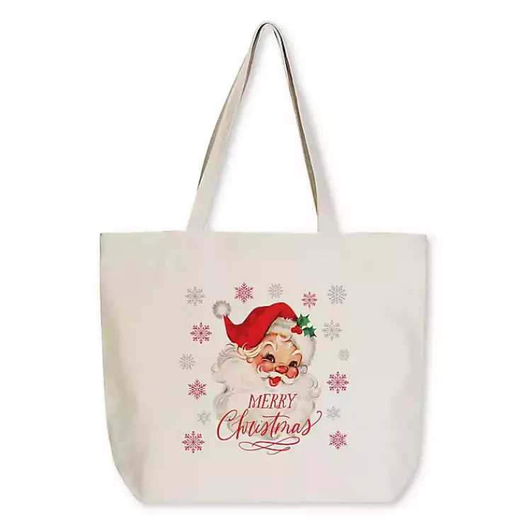 Christmas Decorations>Kirklands Home Classic Santa Canvas Tote Bag