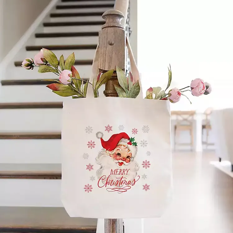 Christmas Decorations>Kirklands Home Classic Santa Canvas Tote Bag