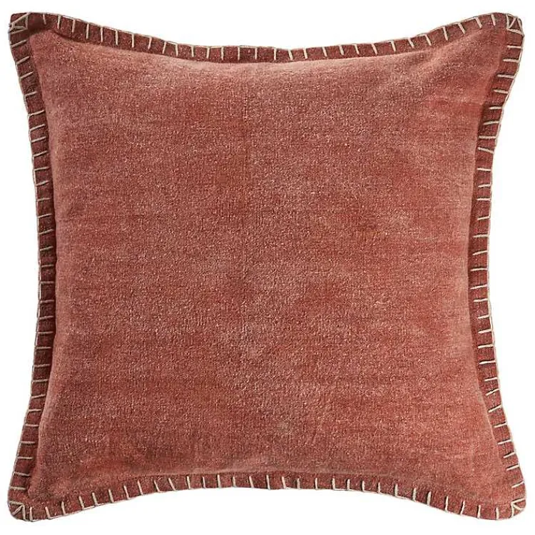 Pillows>Kirklands Home Clay Stitched Flange Velvet Throw Pillow Red