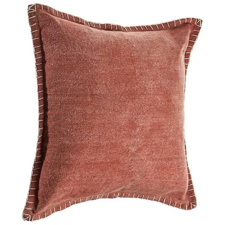 Pillows>Kirklands Home Clay Stitched Flange Velvet Throw Pillow Red