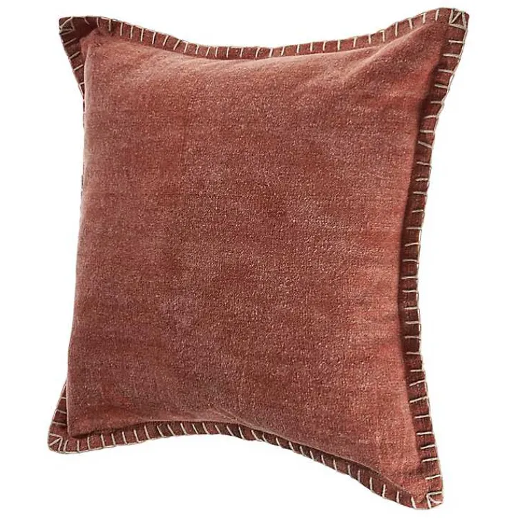 Pillows>Kirklands Home Clay Stitched Flange Velvet Throw Pillow Red
