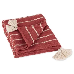 Blankets & Throws>Kirklands Home Clayoff Slub Stripe Decorative Throw Red