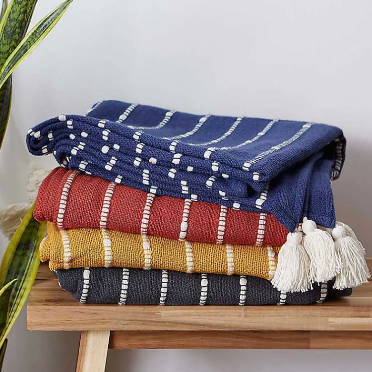 Blankets & Throws>Kirklands Home Clayoff Slub Stripe Decorative Throw Red