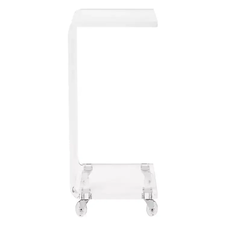 Kirklands Home Acrylic Curved Edge C-Table with Wheels Clear Sale