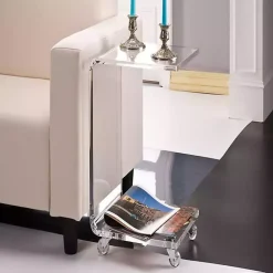 Kirklands Home Acrylic Curved Edge C-Table with Wheels Clear Sale
