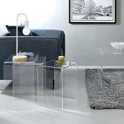 Kirklands Home Acrylic Curved Nesting Side Tables, Set of 3 Clear New