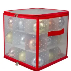 Seasonal Storage>Kirklands Home Clear and Red Zip 27-pc. Ornament Storage Box