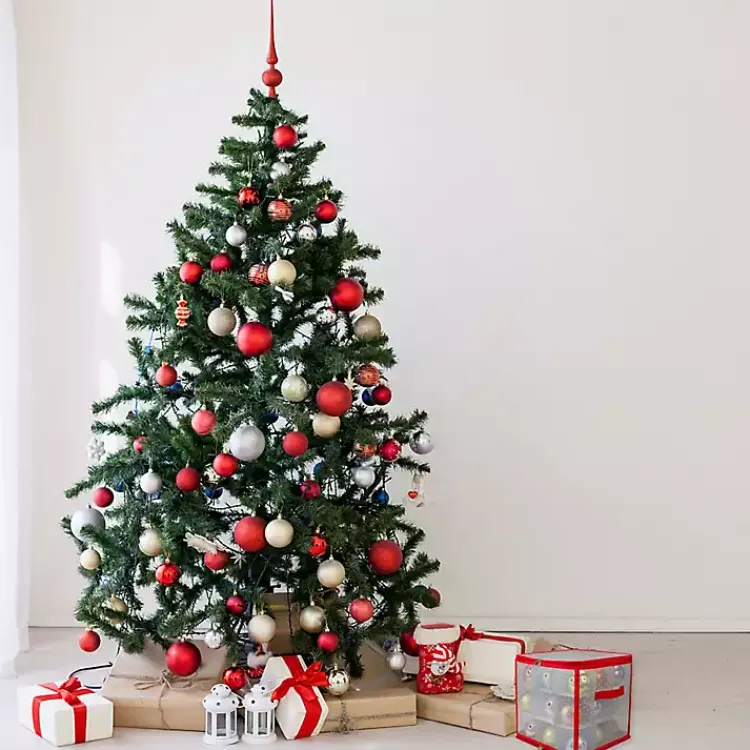 Seasonal Storage>Kirklands Home Clear and Red Zip 27-pc. Ornament Storage Box