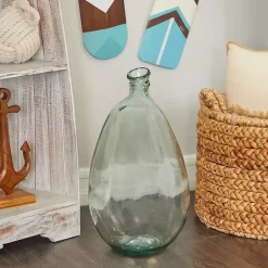 Vases>Kirklands Home Aqua Recycled Glass Vase Clear