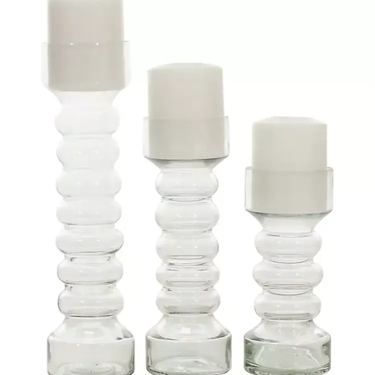 Candle Holders>Kirklands Home Blown Glass Curved 3-pc. Candle Holder Set Clear