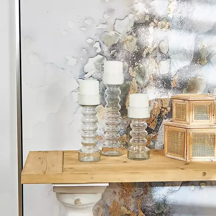 Candle Holders>Kirklands Home Blown Glass Curved 3-pc. Candle Holder Set Clear