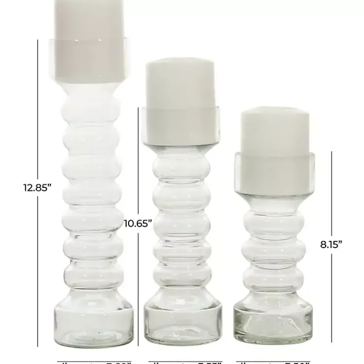 Candle Holders>Kirklands Home Blown Glass Curved 3-pc. Candle Holder Set Clear