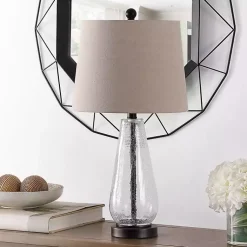 Kirklands Home Clear Crackle Glass Bronze Center Table Lamp Tan Best
