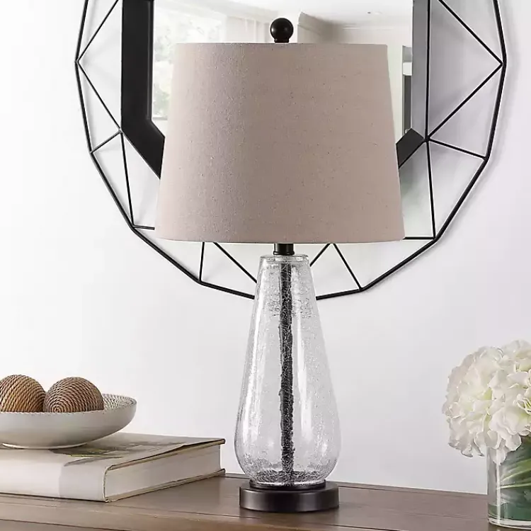 Kirklands Home Clear Crackle Glass Bronze Center Table Lamp Tan Best