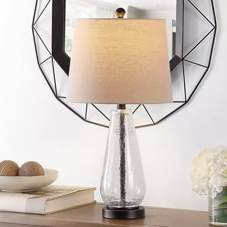 Kirklands Home Clear Crackle Glass Bronze Center Table Lamp Tan Best