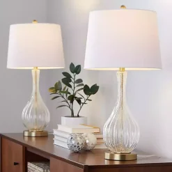 Kirklands Home Crackle Glass Penny Table Lamps, Set of 2 Clear Best