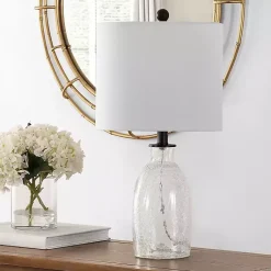 Kirklands Home Clear Crackle Glass Table Lamp White Outlet