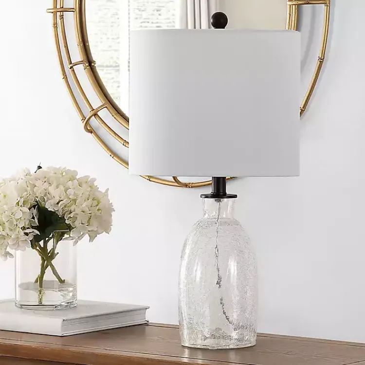Kirklands Home Clear Crackle Glass Table Lamp White Outlet