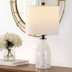 Kirklands Home Clear Crackle Glass Table Lamp White Outlet