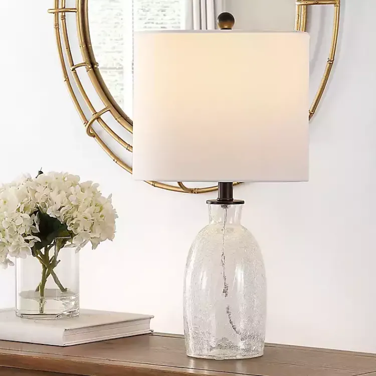 Kirklands Home Clear Crackle Glass Table Lamp White Outlet