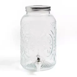 Kirklands Home Embossed Glass 1 Gallon Drink Dispenser Clear