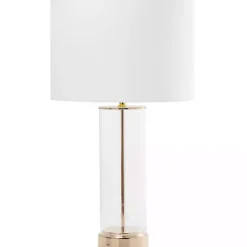 Kirklands Home Clear Glass and Gold Stem Table Lamp White Best