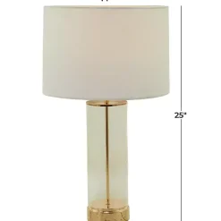 Kirklands Home Clear Glass and Gold Stem Table Lamp White Best