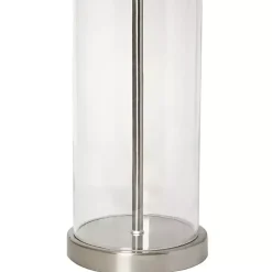 Kirklands Home Clear Glass and Nickel Cylindrical Table Lamp White Hot
