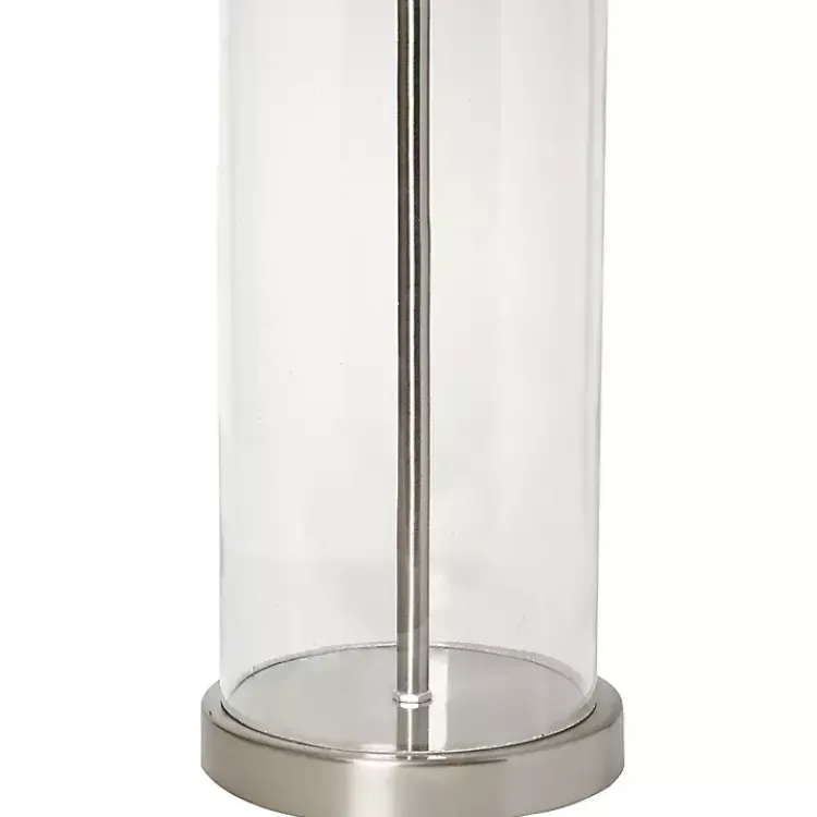 Kirklands Home Clear Glass and Nickel Cylindrical Table Lamp White Hot